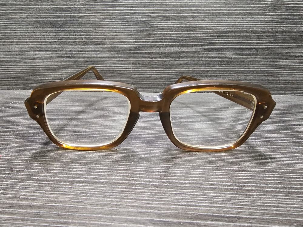 Vintage USS Military GI Issue Brown Eyeglass Frames 50-20 4 1/2-5 3/4 Retro